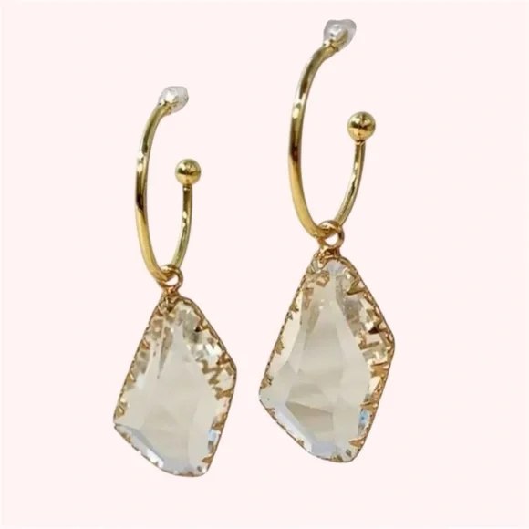 14K Gold Plated Crystal Statement Earrings Nickel Free - Picture 2 of 8